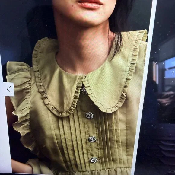 ANTHROPOLOGIE'S Maeve Peter Pan Collar Sheer Pintuck Babydoll Tank - Picture 2 of 9